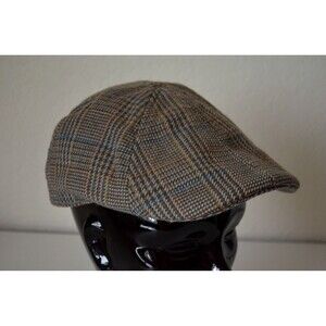 Lake of the Isles Brown Wool Blend Tweed Plaid Flat Driving Cap Hat  X-Large